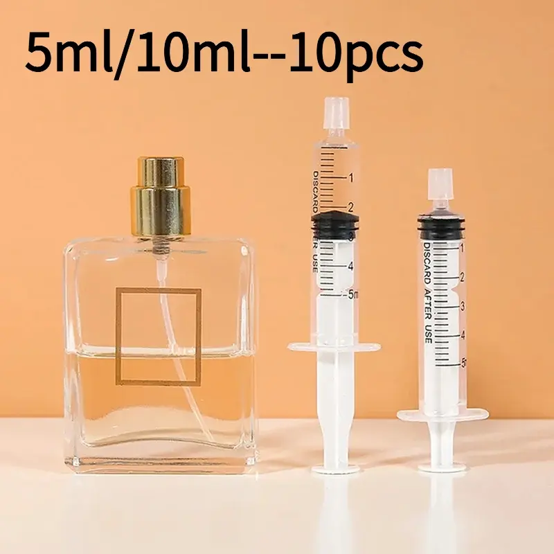 5/10ml 10 needle free high-quality material sealed syringes perfume dispensers Refillable Bottle transparent scale travel injectors 10ml plastic