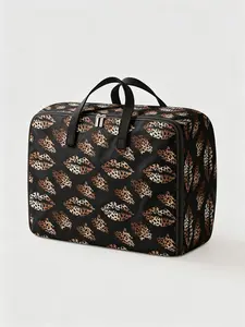 Leopard Lip Pattern Print Storage Box, Space-Saving Large Handheld Organizer, Convenient Carrying, Ideal for Moving, Travel, Camping, Dormitory, Bedroom, Storage Bag