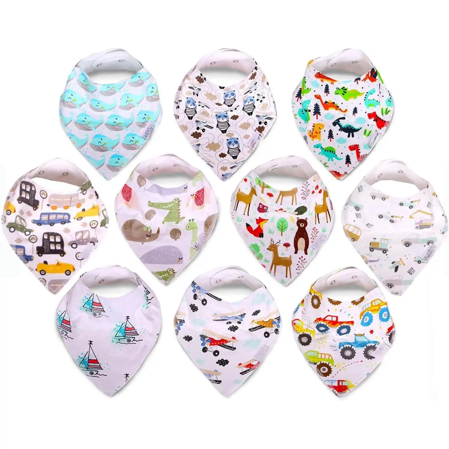 Drool Bibs for Babies – Organic, Unisex, Soft Absorbent Teething Bibs with Adjustable Snaps