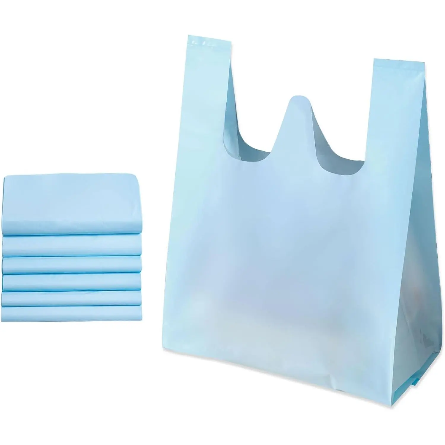 T-Shirt Plastic Grocery Bags with Handles, 50 Pack 8.65 x 12.5 Inches, Heavy Duty Retail Shopping Bags for  & Small Business