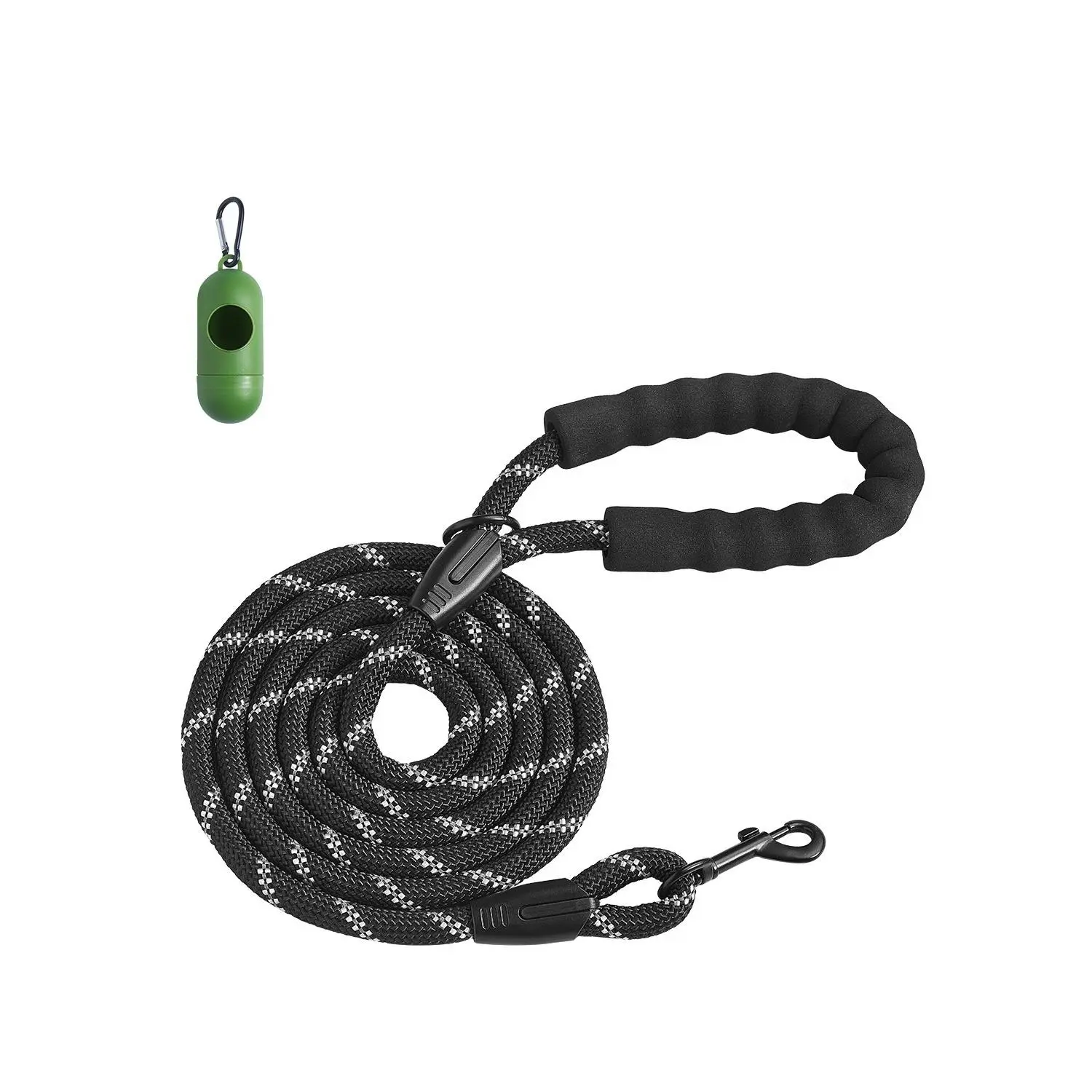 【DealsForYouDays】VEVOR Rope Dog Leash, 6ft Heavy Duty Dog Leash with Comfortable Padded Handle, Strong Nylon Thick Leash with Reflective Threads, Dog walking and Training Leash, for Medium Large Dogs (1/2 in, Black)