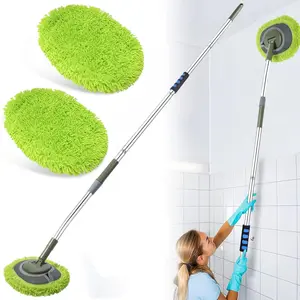 Wall Cleaner, Max 66'' Wall Mop with Long Handle, Ceiling Dust Mop with 15? Labor-Saving Elbow Extension Pole, Baseboard Duster Washer , High  Window Cleaning Brush, Roof Cleaning Tool-GN