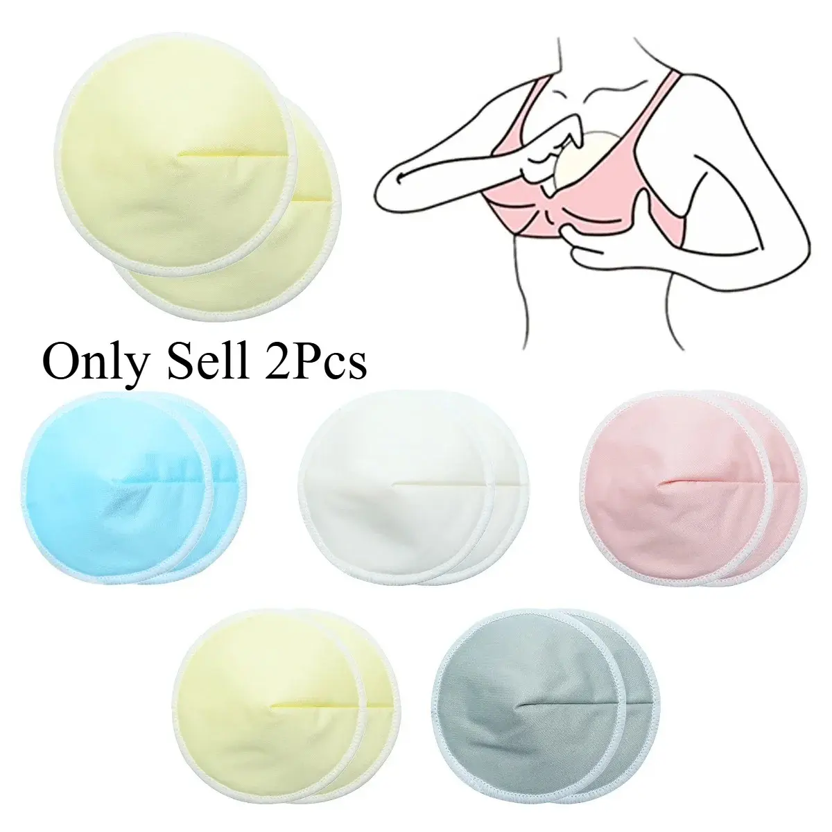 Organic Bamboo Viscose Nursing Pads, 2pcs Washable Reusable Breastfeeding Pads, Comfortable & Absorbent, Ideal for Moms