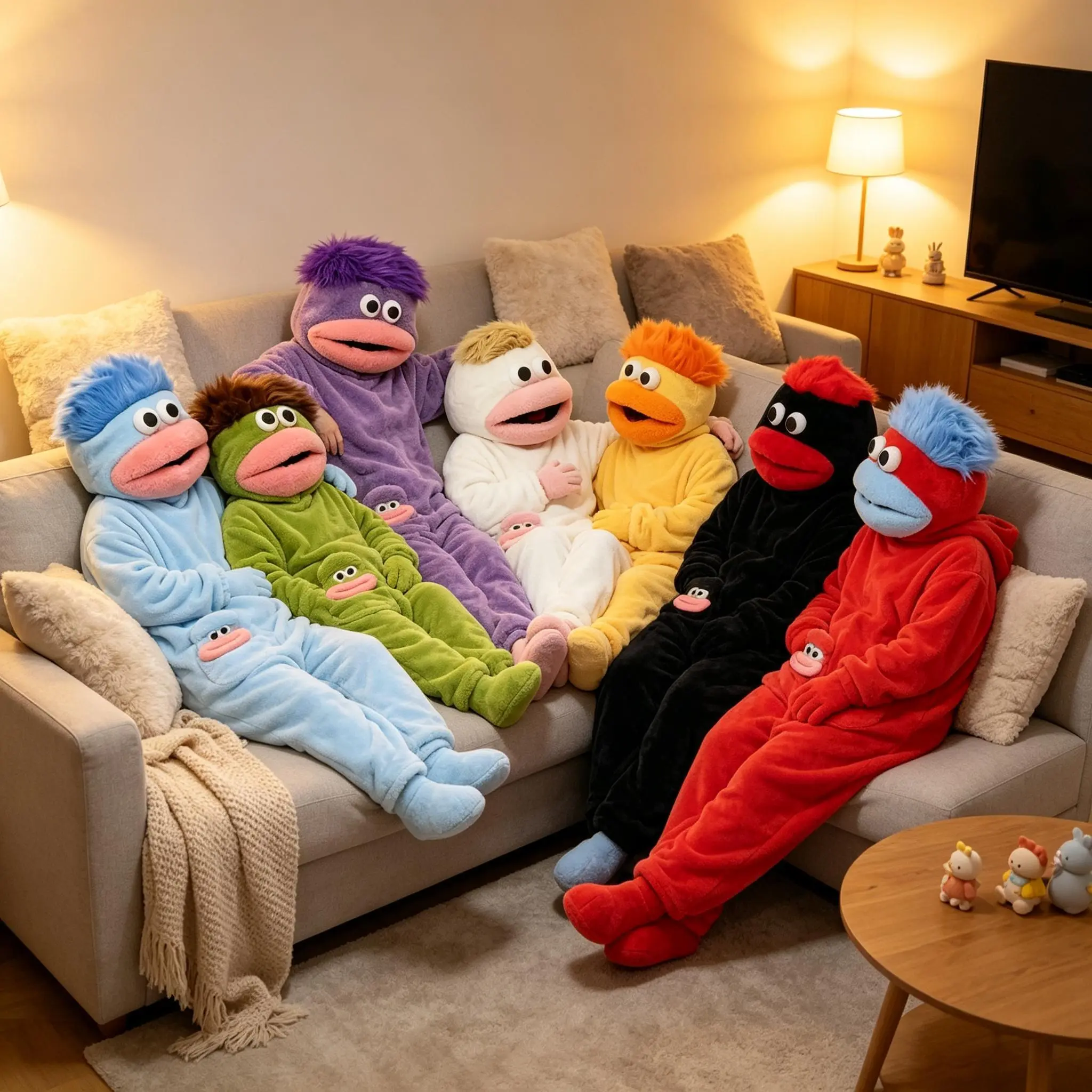 Kids' & Adults' Long Sleeve Flannel Monster Onesie Pajamas Multi-Age Set (3Pcs) - Full-Body Suit with Comb & Shoes, Trend Look TikTok Viral Halloween Costume, Cozy Winter Loungewear