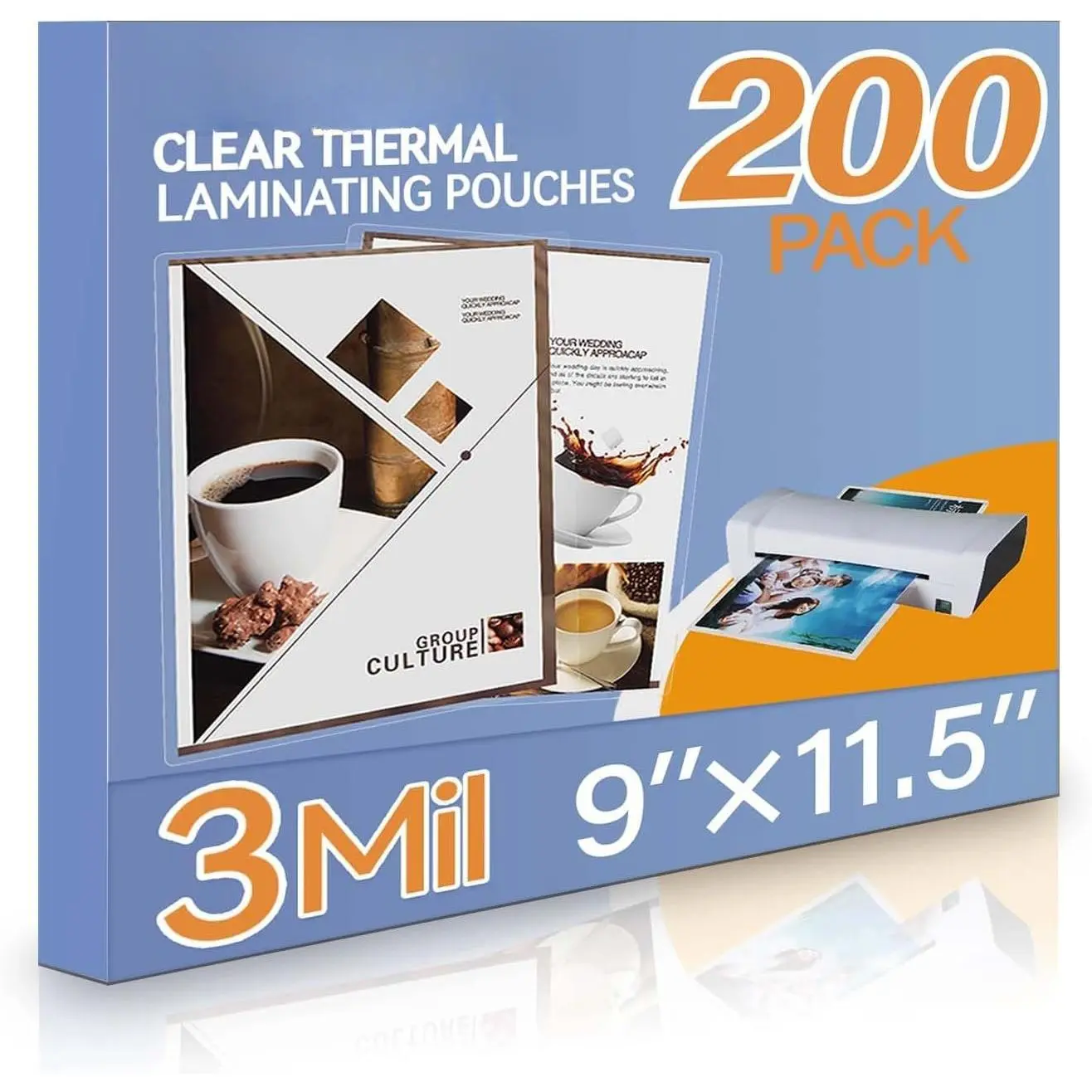 200 Pack Laminating Sheets, Holds 8.5 x 11 Inch Sheets, 3 Mil Clear Thermal Laminating Pouches 9 x 11.5 Inch Lamination Sheet Paper for Laminator, Round Corner Letter Size