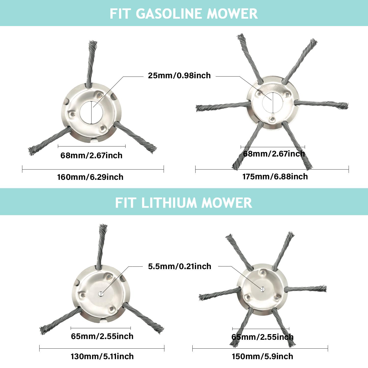 6/8/9inch Steel Wire Wheel Head Grass Trimmer Head Universal Weed Brush Fit Straight Shaft Brushcutter Removal Moss Rust electric cordless string trimmer