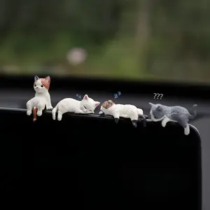 4pcs Cute Cat Car Dashboard Ornaments - ABS Plastic Cartoon-Style Mini Decor, Non-Electric Safe Dashboard Decor for Car Interior, Windshield & Screen Display Accessories, Cat Car Accessories, Cartoonstyle Miniatures, Vehicle Decoration, Playful Design