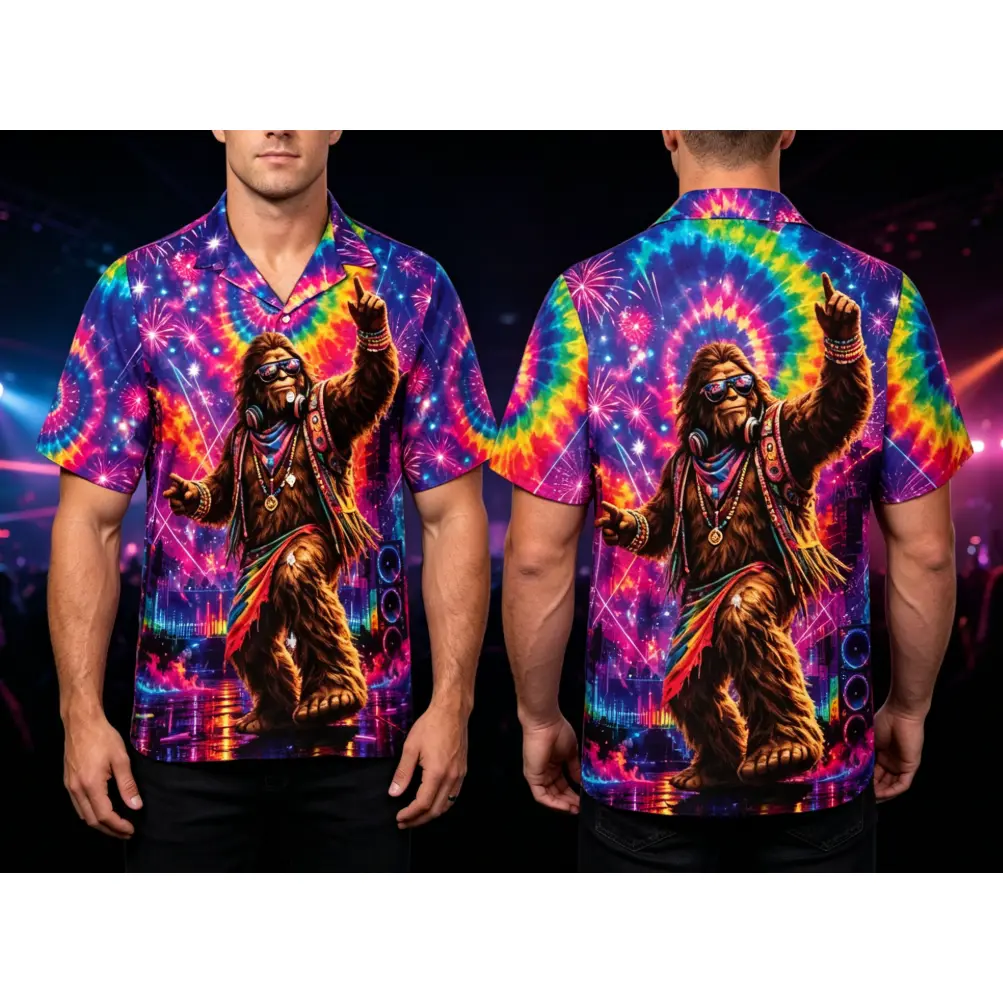 Music Festival Hawaiian Shirt, Psychedelic Sasquatch Rave Shirt, Party Button Up, Tie Dye Vacation Shirt #   TikTokMadeMeBuyIt #   TikTokShop #   Funny Hawaiian Shirt #   Summer Shirt #   Hawaiian Shirt