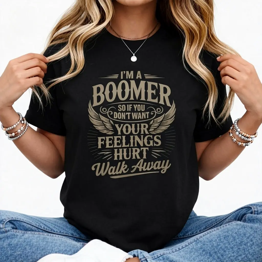 Feeling Hurt Walk Away Baby Boomer Humor Boomer Funny Boomer Summer Casual Shortsleeve Cotton T-Shirt