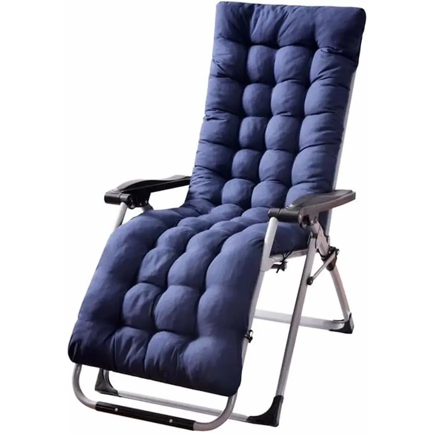 Patio Chaise Lounger Cushion, IndoorOutdoor Rocking Chair Sofa Cushion with 6 Ties, Thick Padded Swing Bench Cushion, 61x18.9x3.1in (Navy Blue)