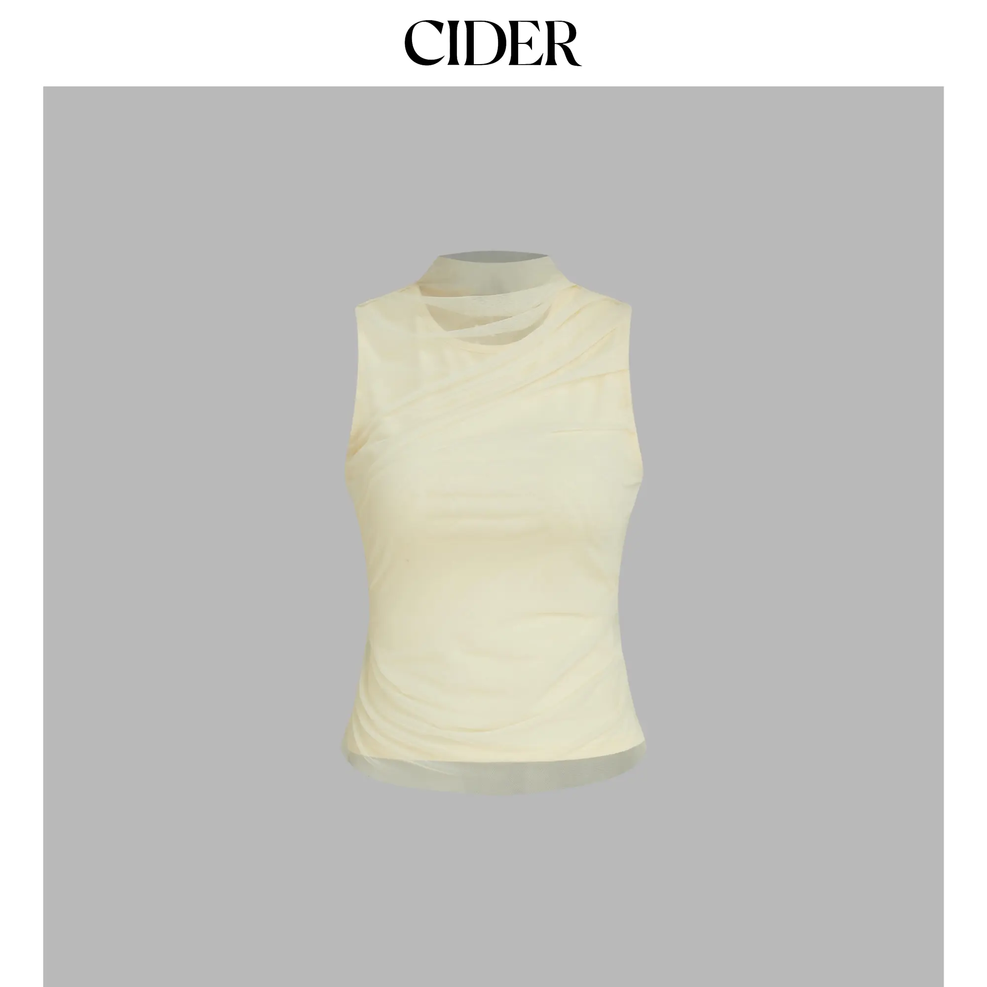 Cider [2 colors, size 2-26] Mesh Patchy Turtle Neck Solid Ruched Crop Top SummerFinds
