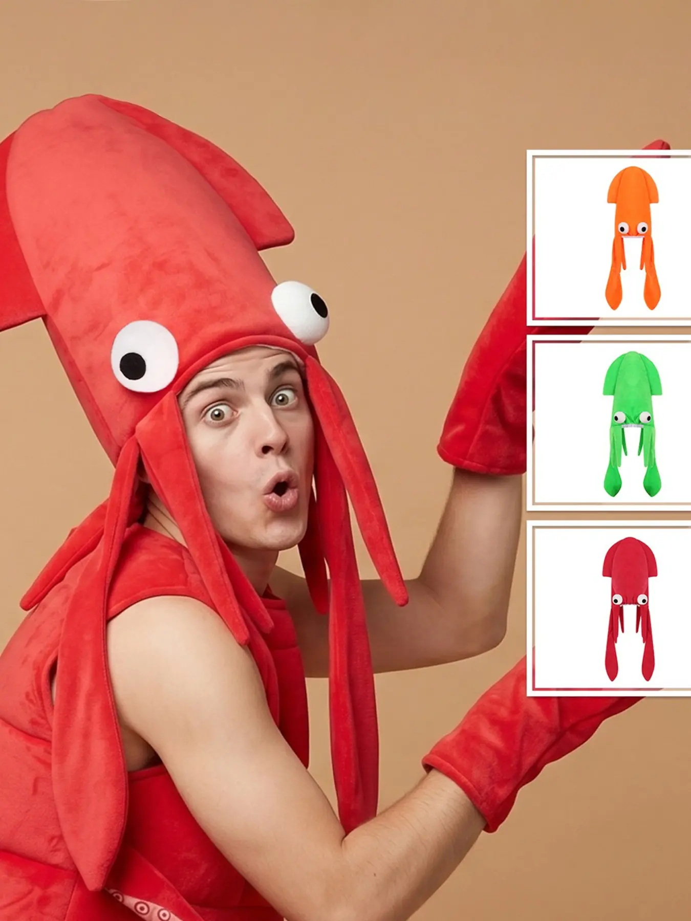 Halloween Funny Hat Squid Glove Set, Party Performance Cosplay Props, Creative Toy for Halloween Parties, Fun Costume Accessories