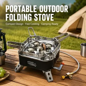 1 Set High Power Portable Outdoor Gas Camping Stove, Adjustable Flame+Windproof+With Case+Stand+High Load+Propane/Butane. Camping/Hiking/Backyard/Party/Fishing/BBQ/Road Trip/Beach/Picnic/RV/Overlanding/Outdoor Cooking/Tailgating
