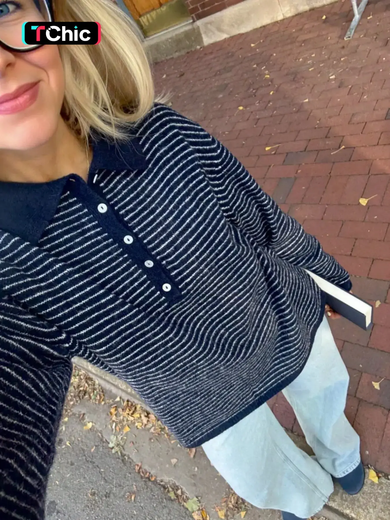 Women's Fall Winter Striped Knit Sweater, Long Sleeve Polo Neck Loose Fit, Casual College Style, Plain Surface, Batch Number 20260719