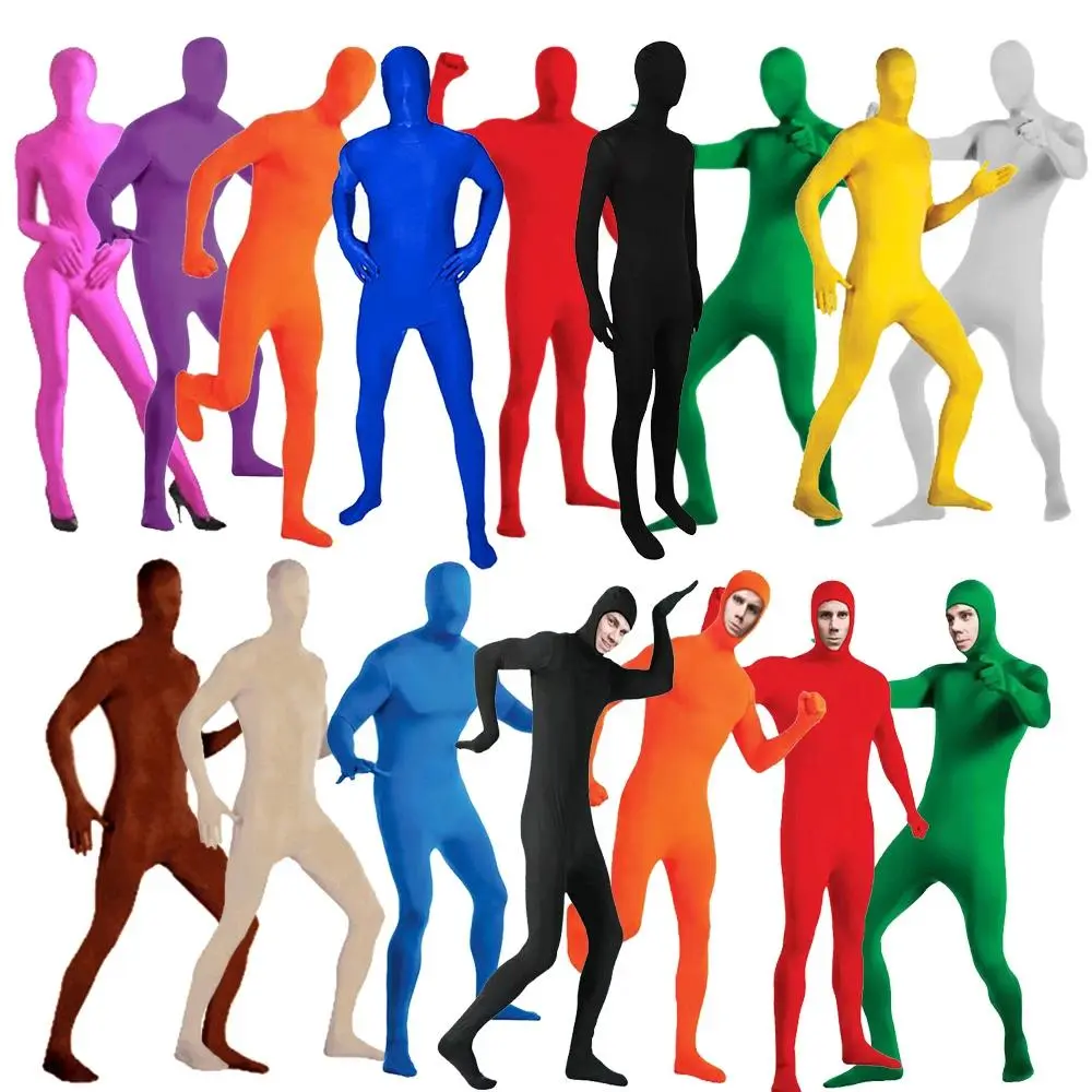Halloween Costume Adult Solid Color Jumpsuit Invisible Clothing Tights Zentai Ninja Invisible Man Stage Performance Clothes