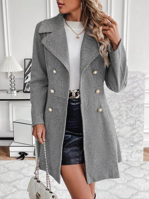 VVZ 2026 Spring New Arrival Women’s Simple Button-Up Long Coat – Classic Lapel Design with Pockets, Easy Everyday Outerwear for Autumn and Spring VVZ 2026 Spring New Arrival Women’s Simple Button-Up Long Coat – Classic Lapel Design with Pockets, Easy Everyday Outerwear for Autumn and Spring