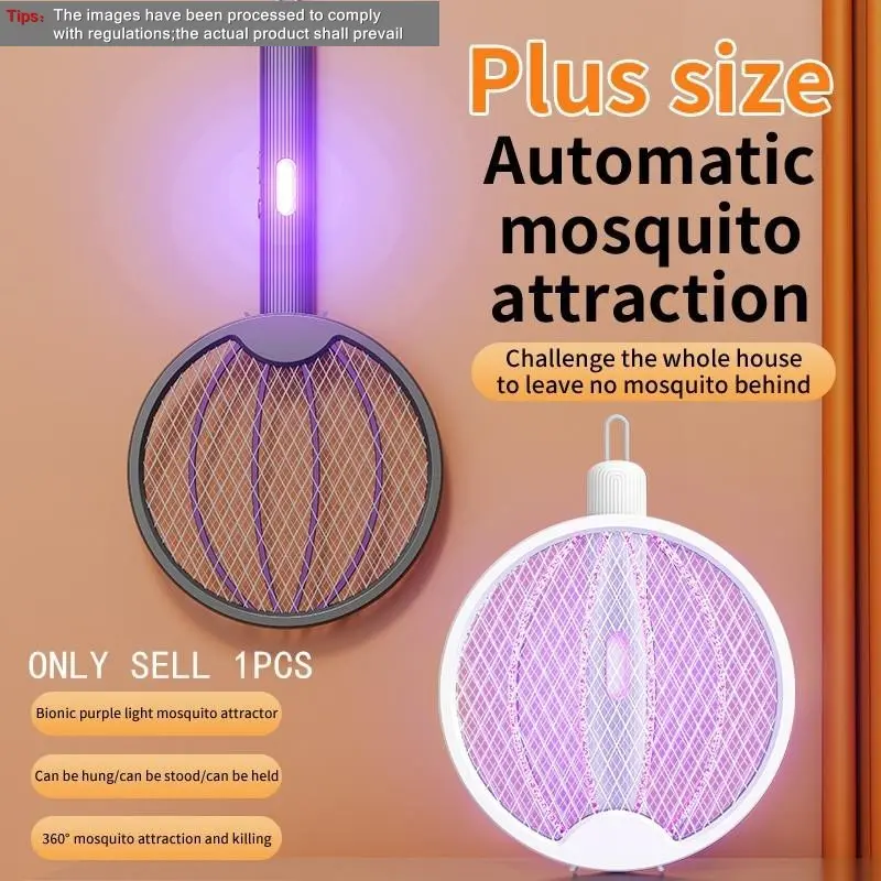 Foldable Electric Fly Swatter, Portable 2-In-1 Pest Control, USB Rechargeable, 1200mah Battery, Indoor Outdoor Use, Camping
