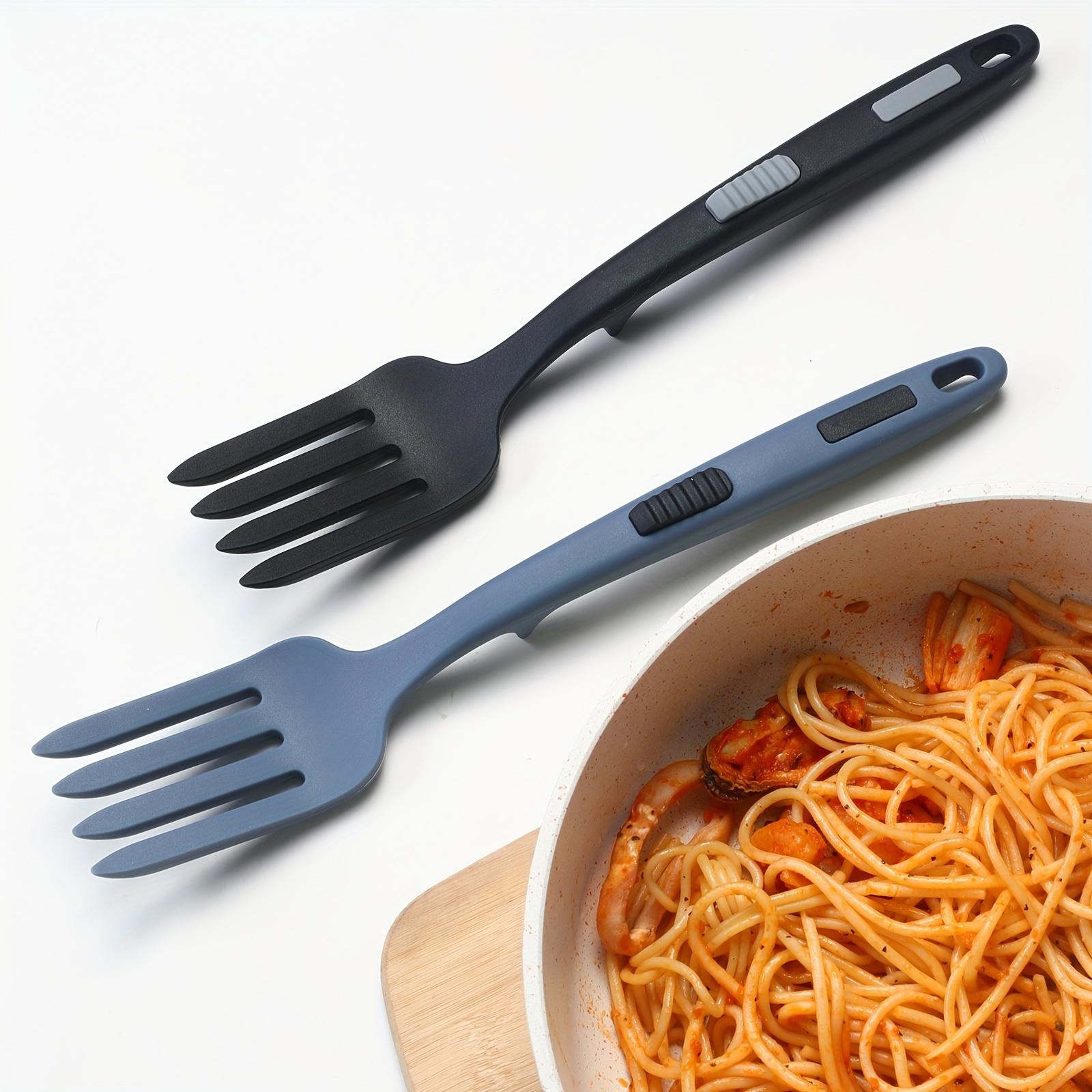 2PC Silicone Flexible Forks, Heat-Resistant Cooking Forks, Large Forks for Kitchen, Non-Stick, Won't Damage Pans, Ultimate Forks, Mixed Material, Ideal for Mashing Food, Beating Eggs, and Baking