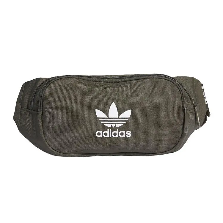 Adidas Originals Polyester Crossbody Waist Bag for Men and Women – Classic Three-Leaf Logo Style in Olive Green