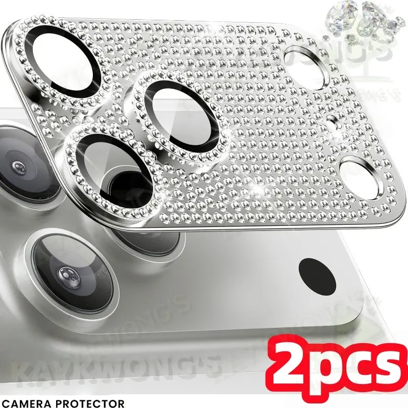 KAYKWONG'S Shiny Diamond Camera Lens Protector Film, Compatible with iPhone 17 Pro Max/ 17 Pro, Aluminum Alloy Design, Fashionable Phone Accessory, 3 Colors Available