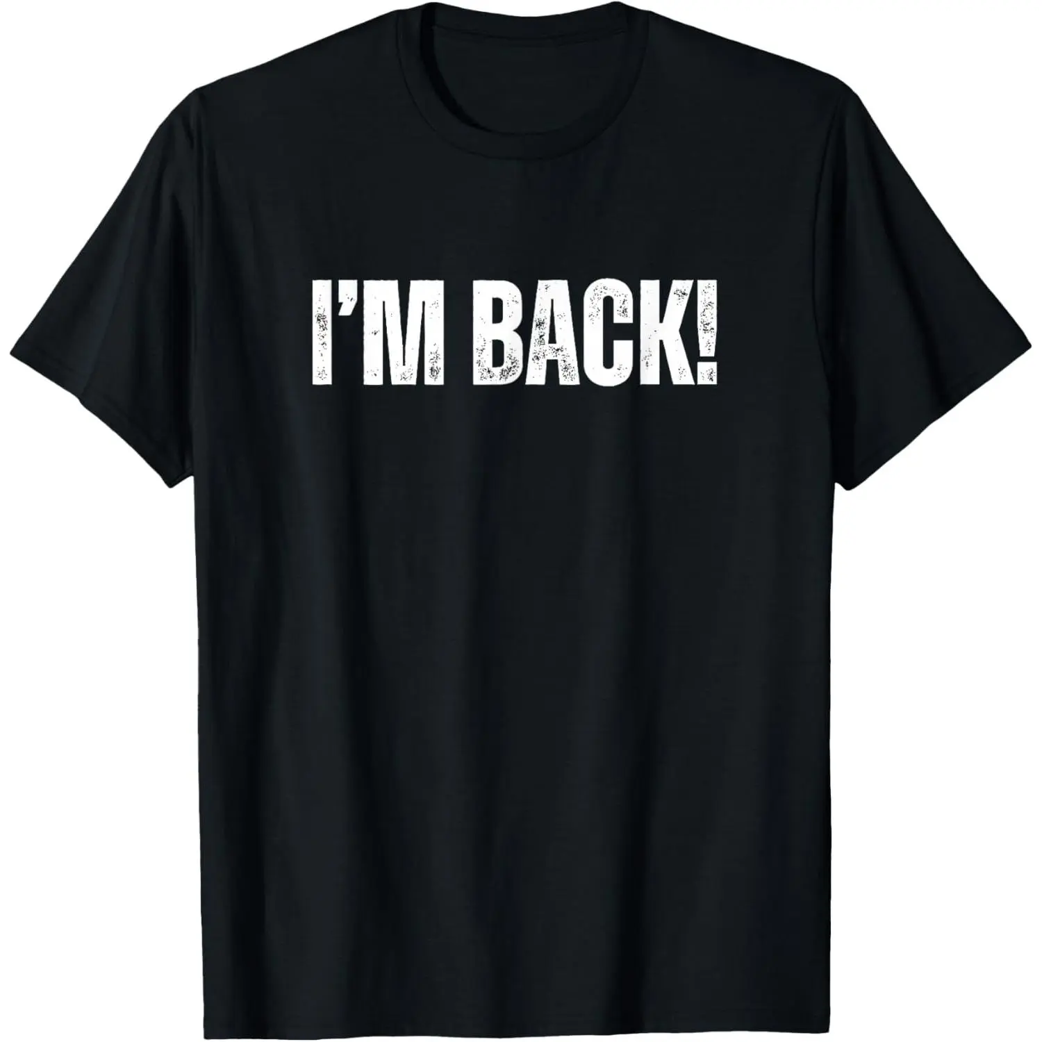 Unisex Retro Graphic "I'm Back!" Short-Sleeve Round Neck Cotton Fabric T-Shirt - Casual, Funny, Comfortable Sports Top with Prints, Tops, Apparel, Shortsleeve, Digital Print, Universal Cut, Wash Safe