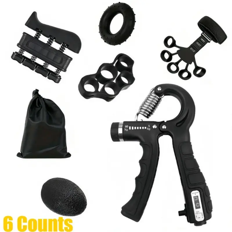 6PCS Hand Grip Strengthener Set, Adjustable Counting Grip Trainer with Finger Stretcher, Muscle Training Kit for Hand Strength, Home Exercise Equipment for Men Women, Hand Grips for Strength Training, Hand Strengthening Devices