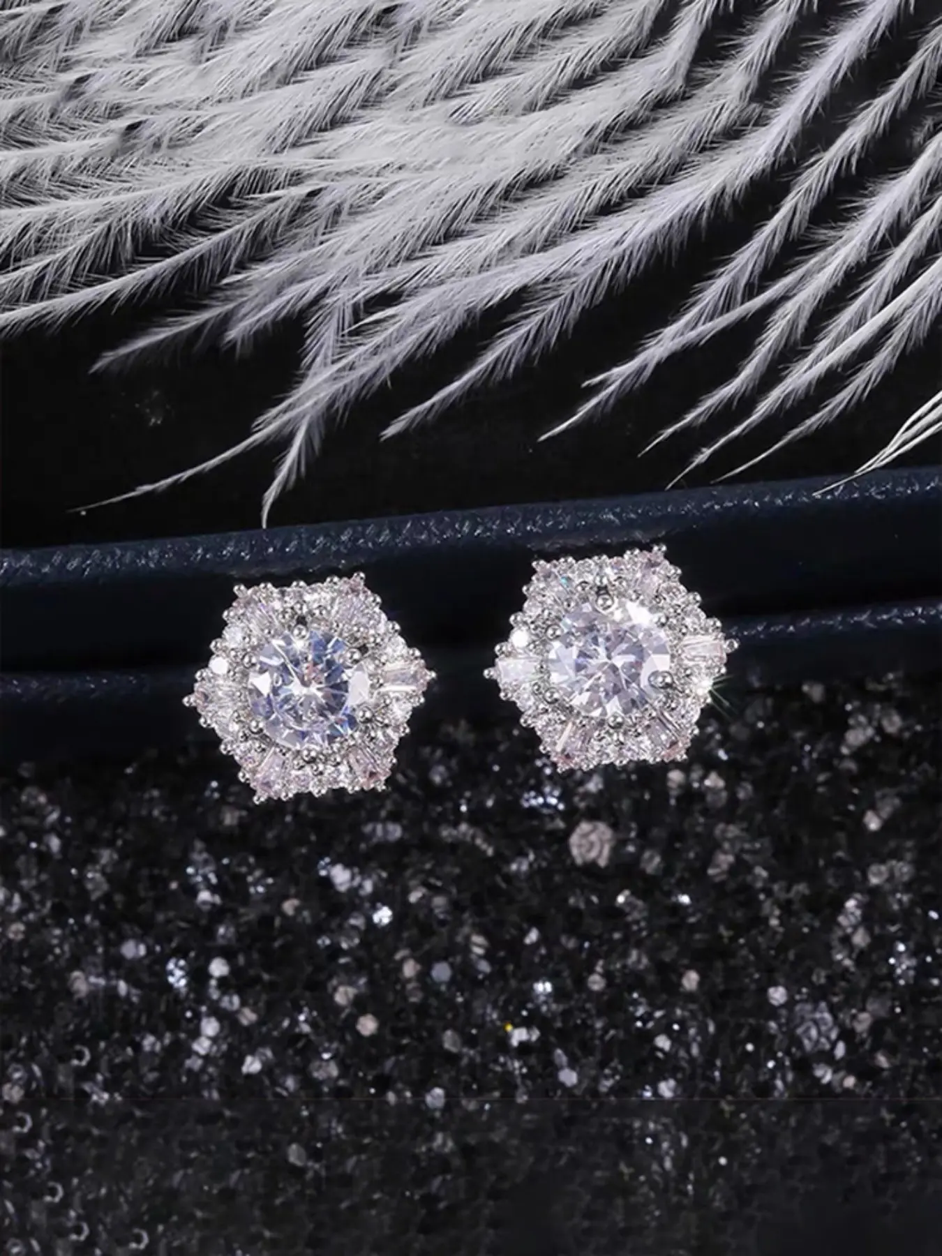 Hexagonal Snowflake Earrings, High Street Hip Hop Style, Secure Fit, Trendy for Livehouse Performances, Rap Fashion Accessories