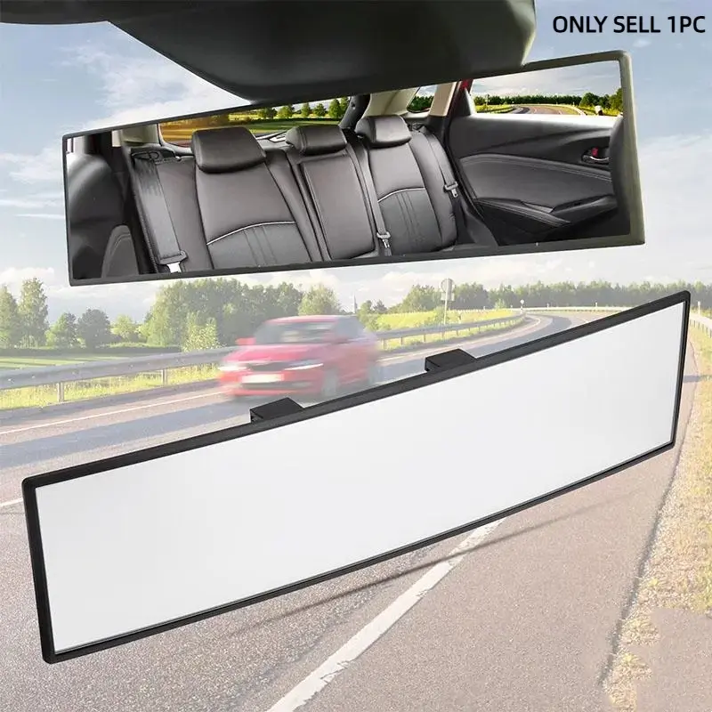11.41 Inch Universal Panoramic Convex Rearview Mirror, High-Quality Glass, Anti-Fall Design, Easy Installation, Wide View, Safe, for Cars, Trucks