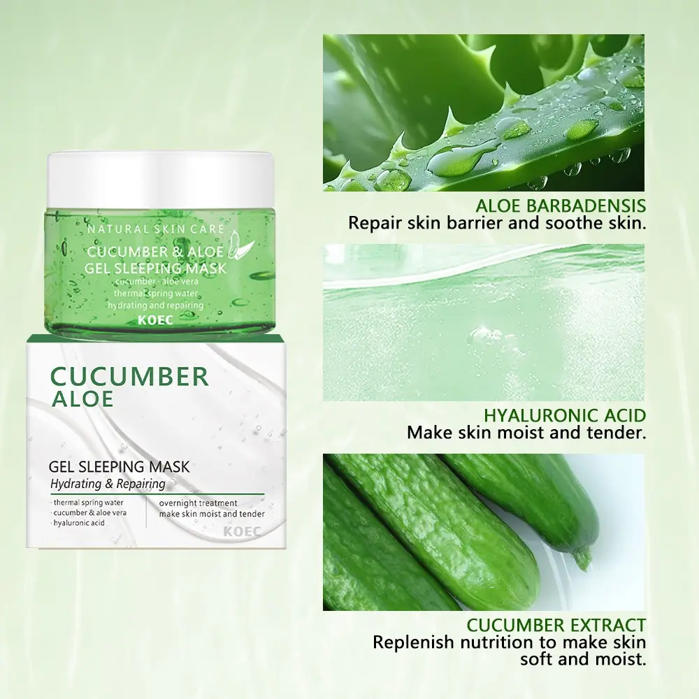 Cucumber Aloe Vera Hydrating Sleep Mask, Moisturizing Overnight Face Mask, Soothing and Nourishing Skin Care, Ideal for Dry Skin