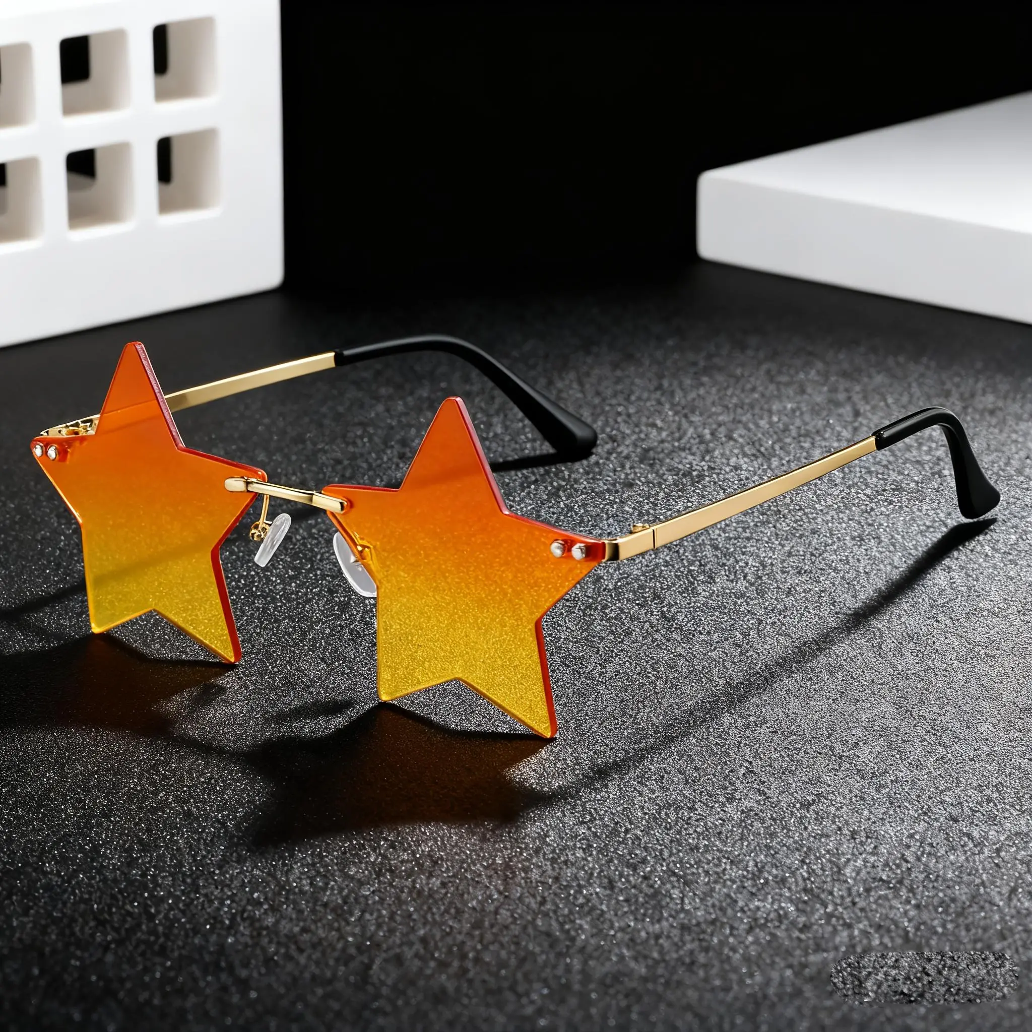 1pc Novelty Funny Fashion Frameless Decorative Glasses, Star-Shaped Glasses for Parties, Gatherings, Outings, Y2K, Halloween, Christmas