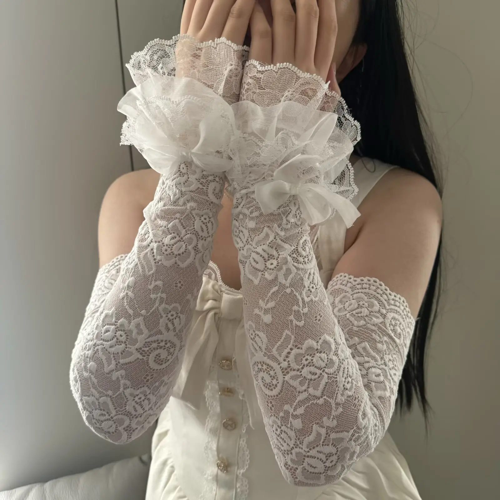 Thin Lace Bubble Arm Sleeves for Summer, Breathable UV Protection Extended Sleeves, Sweet Versatile Outdoor Arm Cover Accessory for Women