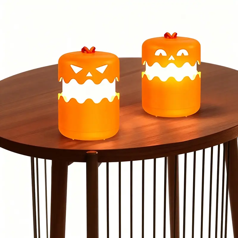 Collapsible Halloween Pumpkin Lantern with Lanyard - LED Ambient Light, Portable Handheld Trick-or-Treat Lamp, Indoor-Outdoor Party Decor, Holiday Gift Accessory