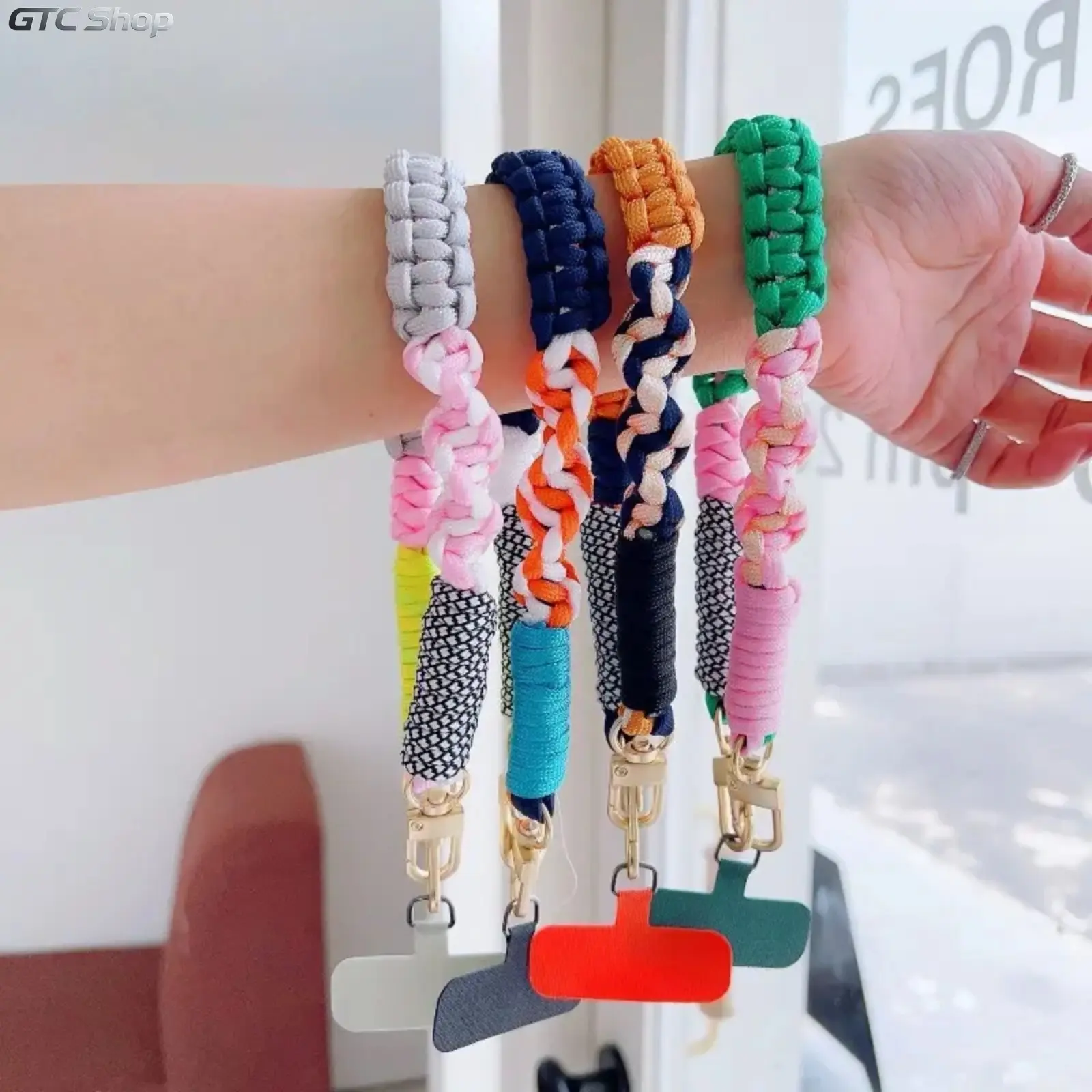 Twisted Braided Adjustable Smartphone Lanyard - Anti-Lost Cellphone Wrist Strap, Colorful Card Keychain, Stylish Short Cord Sling, Aesthetic Tech Accessory for Mobile Devices