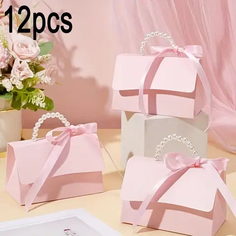 12 Piece Faux Pearl Decorative Gift Bags, Gift Wrap Bags, Goodie Bags, Elegant Party Favor Packaging, Durable and Stylish Design, Perfect for Bridal Shower, Wedding Souvenirs, Wedding Party Supply & Party Accessories