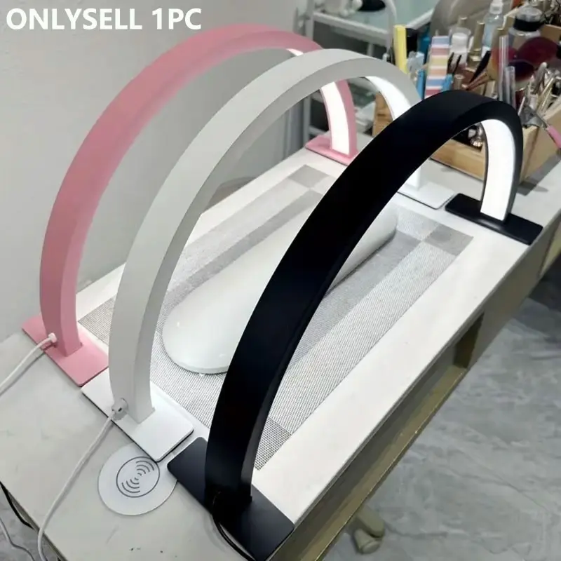 U-Type Half Moon Nail Lamp LED, Three-Color Adjustable Lighting Desktop Reading Light, Ideal for Beauty Salons and Manicure Shops, Simple Workbench Lamp