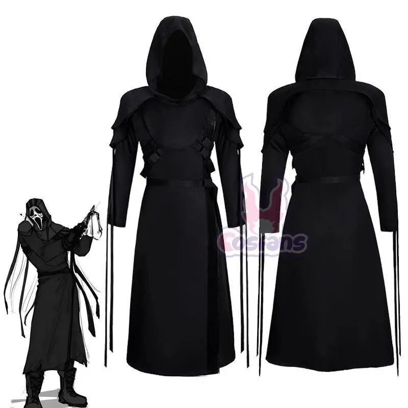 Women's Dead by Daylight Ghost Face Cosplay Costume Set - Halloween Carnival Party Outfit, Machine-Washable, Manual Sizing, Unisex Fit Option