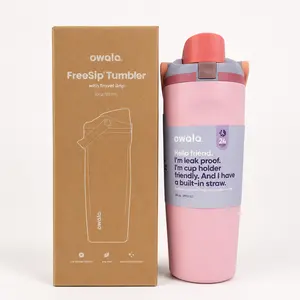Owala FreeSip 30oz Tumbler with Travel Grip, Leak-Proof Lid, Built-in Straw, Cup Holder Friendly Pink Water Cup