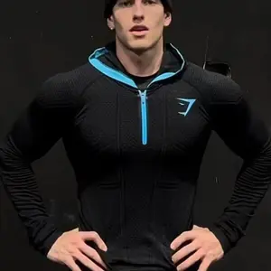 Men's Classic Superhero Long-Sleeve Fitness Hoodie with Half-Zip and Quick-Drying, Stretchy Fabric (Spring/Autumn)