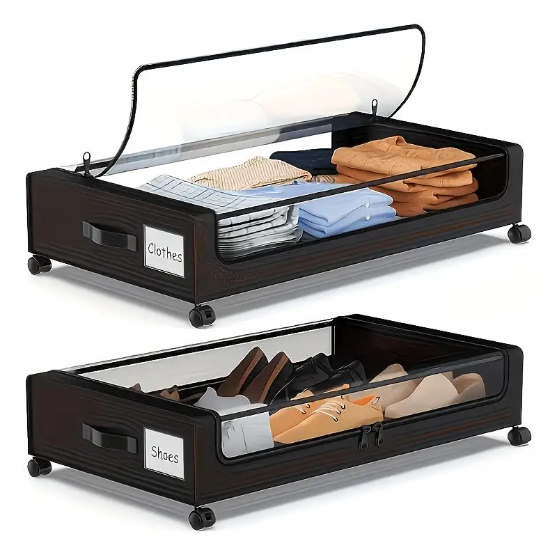XXL Rolling Metal Under-Bed Storage Drawer with Lid, 15.85 Gal Large Container for Shoes, Clothes, Home Room Organization