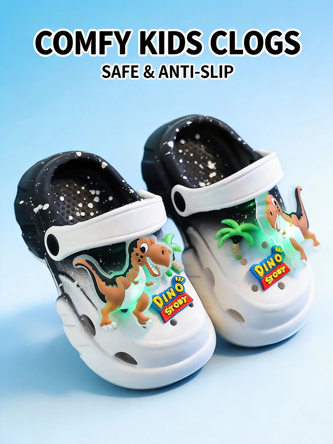 Summer Glow-In-The-Dark Dinosaur Slippers, Fun Slippers, Lightweight Hollow Out Soft Sandals, Unisex Kids' Comfortable Footwear