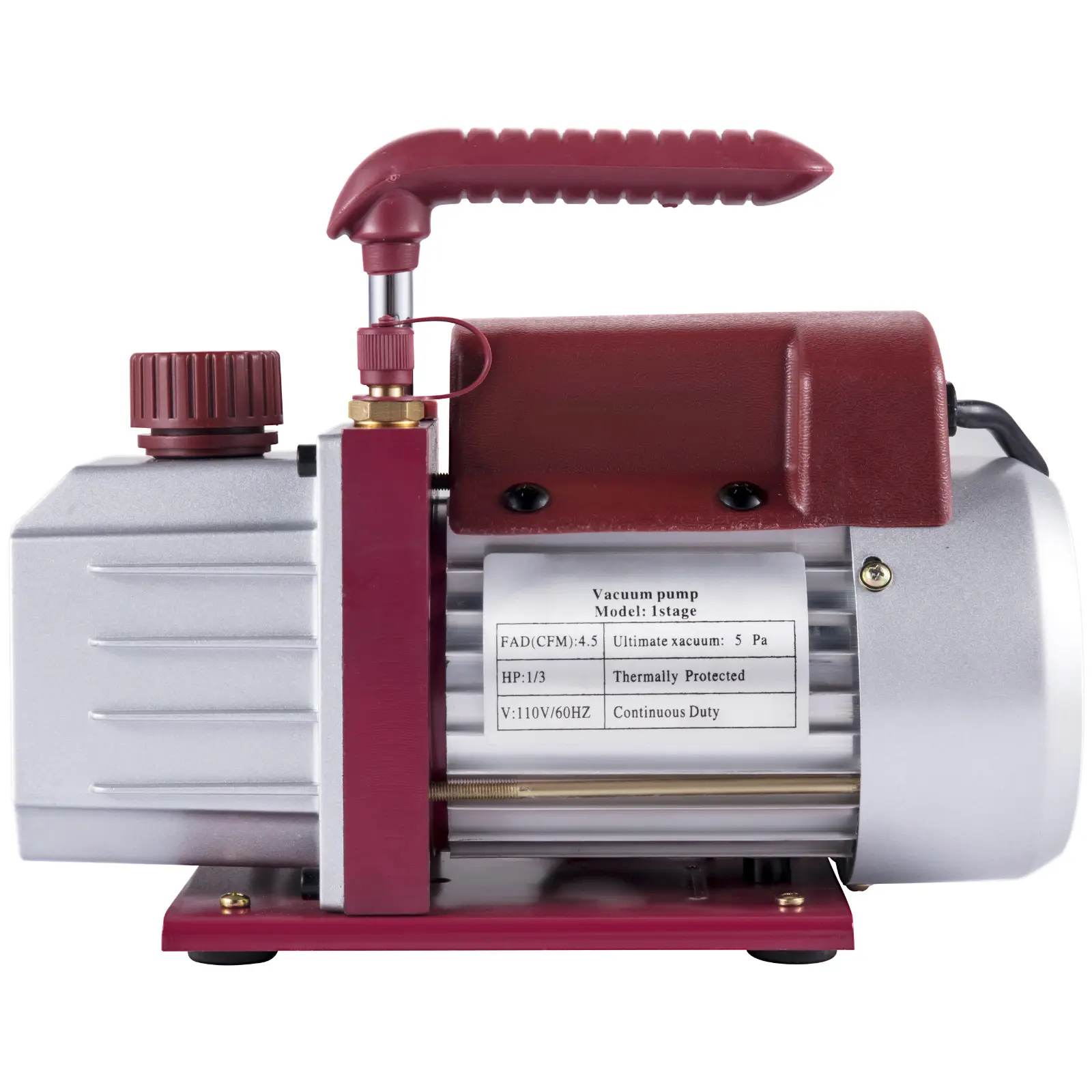 Vacuum Pump 4.5CFM Vacuum Pump HVAC Single-Stage Rotary Vane Vacuum Pump 1/3HP 5PA Ultimate Air Conditioning Refrigerant Vacuum Pump