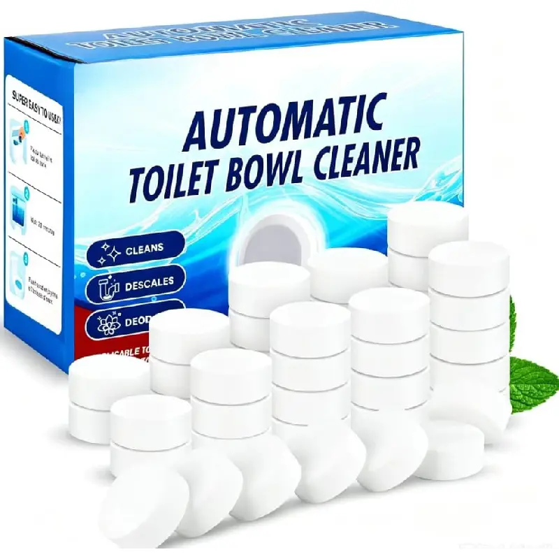 Automatic Toilet Bowl Cleaner Tablets, Bleach.Descale & Deodorize-Tank Drop-In Tablets for Stain&Limescale Removal, Fresh Scent, Septic-Safe, Compatible with effective to use Works with Toilets 50PACK