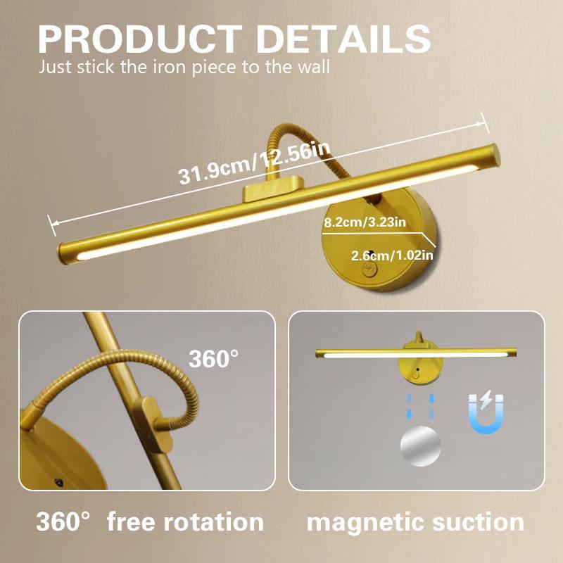 USB Rechargeable Wall-Mounted Light, Dimmable Picture Light with Remote Control, Adjustable Lights, Home Decor Lighting, Novelty Lighting for Wall Paintings, Gallery Art and Portraits, Light Decor #GLOBAL PICKS