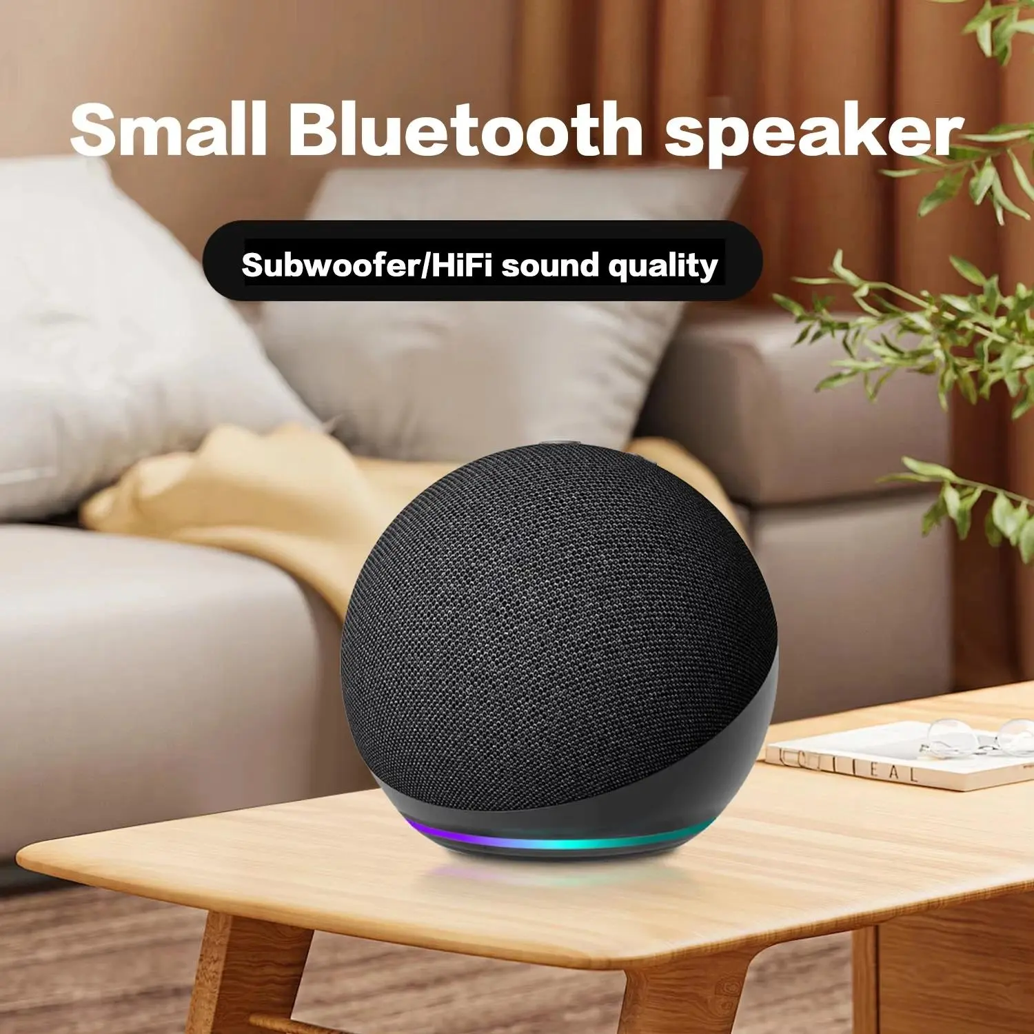 Portable Compact Waterproof Mini Spherical RGB Bluetooth Speaker - Cordless USB Stereo Audio Device with Connection, Sound Upgrade, Intuitive Controls, Cells, Aux Input for Phones, Outdoor & Home Use, Mobile, Outdoor Audio