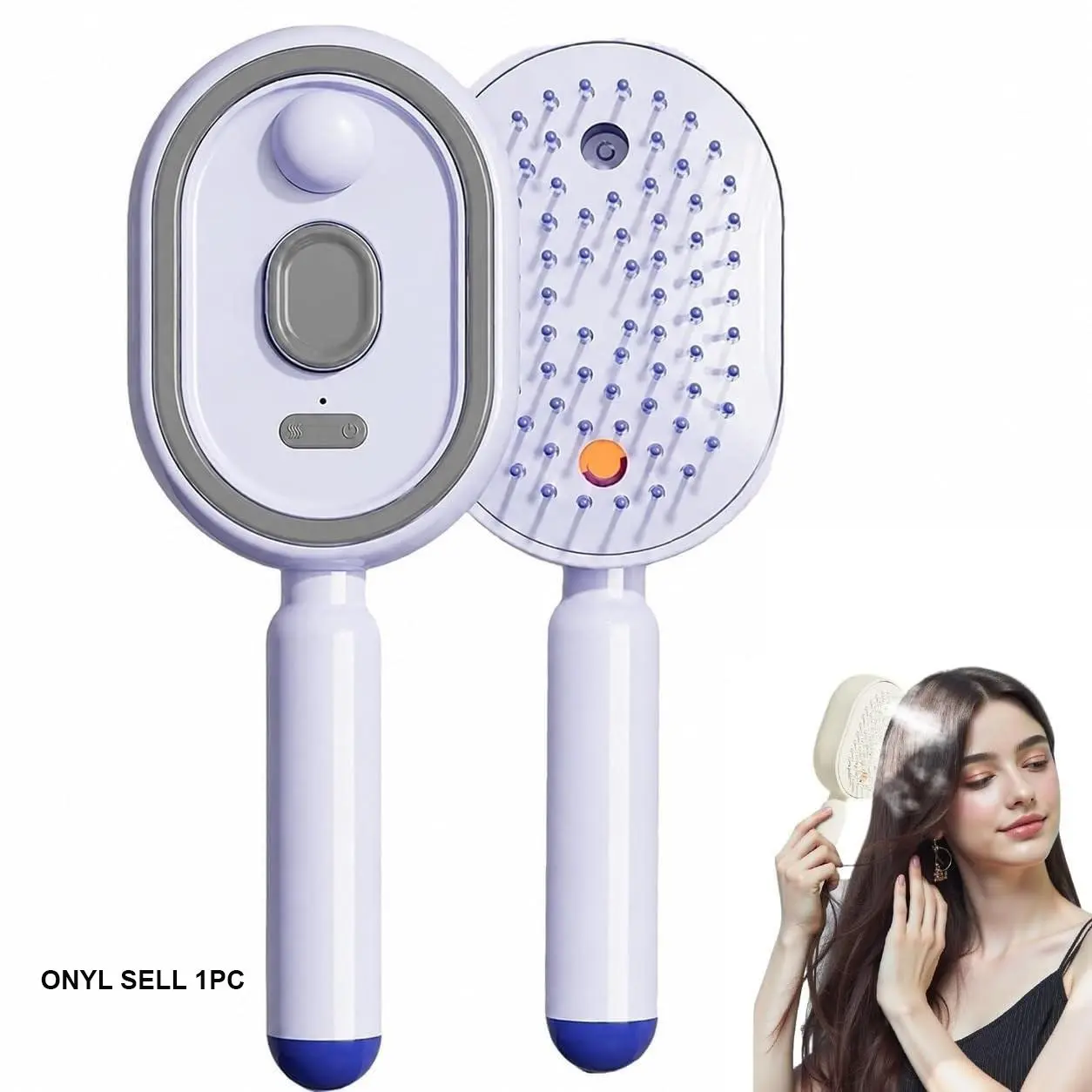 Electric Spray Massage Comb, Self-Cleaning & Anti-Tangle, for All Hair Types, Home Spa & Styling, Detangler Comb