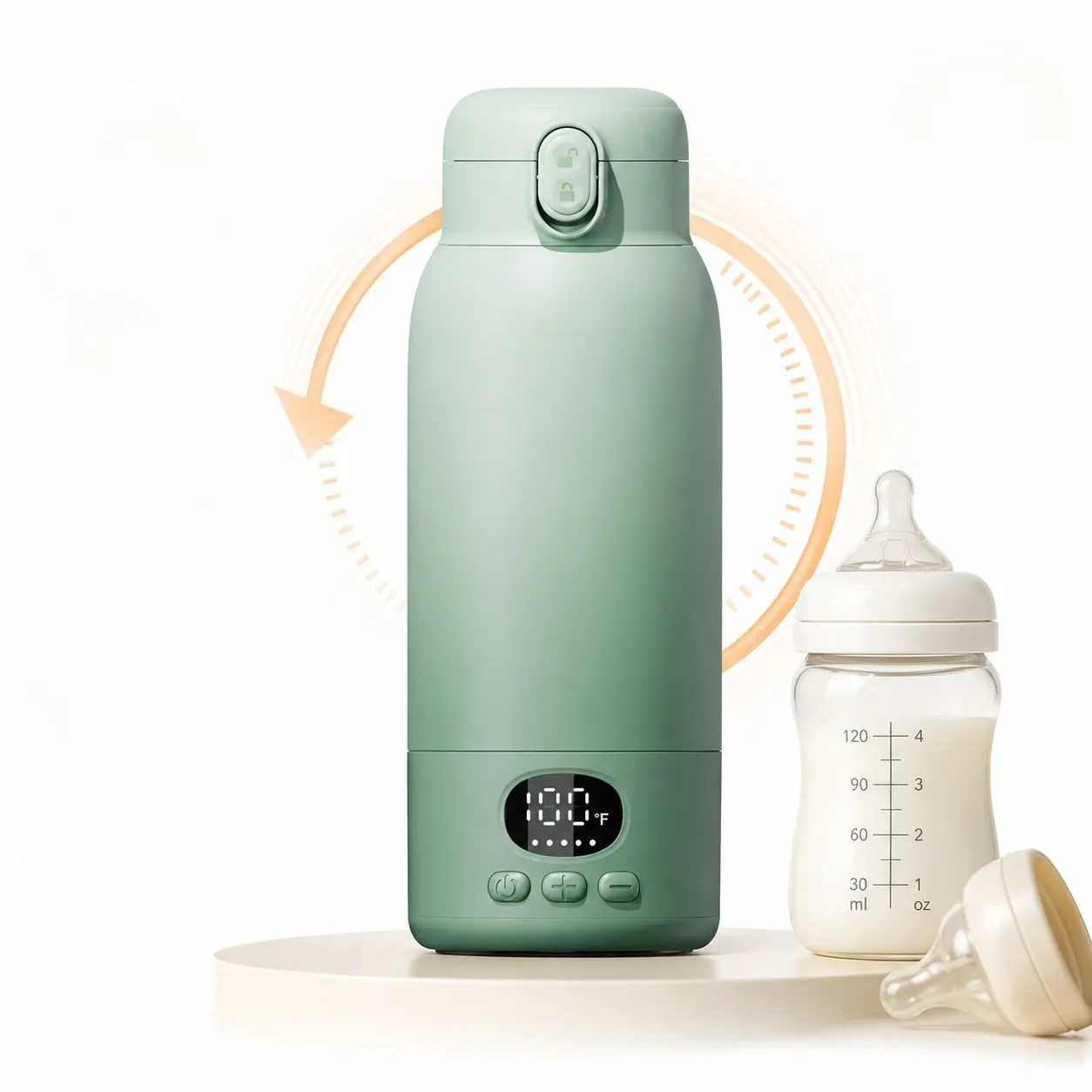 Portable Water & Breast Milk Warmer with Digital LCD, Fast Bottle Warmers, Fast Heating, Travel-Friendly, Includes Silicone Cleaning Brushes, Baby Bottle Warmer Set