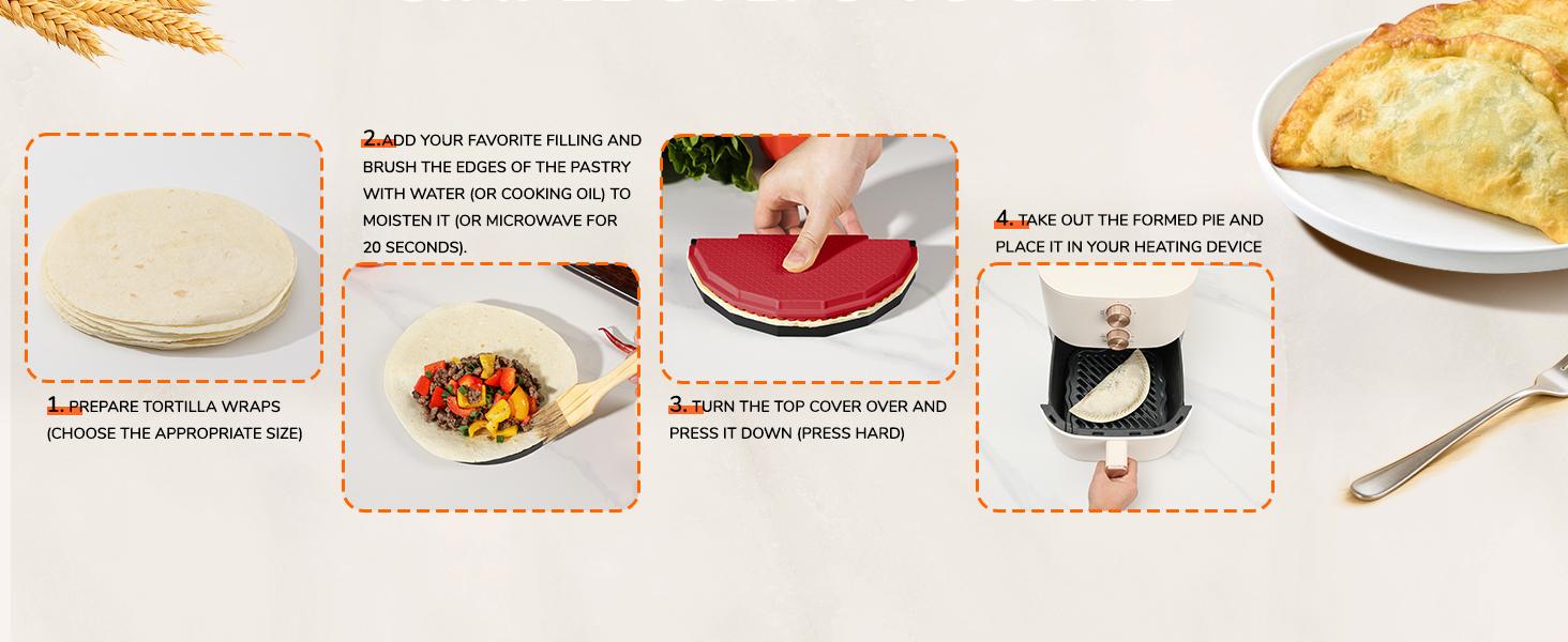 4 Pack Tortilla Sealers, 4-In-1 10"+8"+6"+4" Flour Tortilla Crimper, Quesadilla Maker, Tortilla Press - Make Tacos, Crumpet, Calzones, Burritos - Environmentally Friendly Biodegradable Material