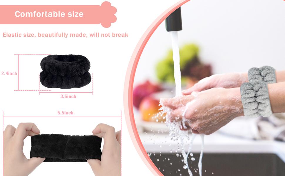 2pcs Wrist Bands for Washing Face, Microfiber Face Washing Wristbands, Arm Wrist Towels, Spa Face Wash Wristbands, Stretchy Absorbent Wash Band for Woman Children