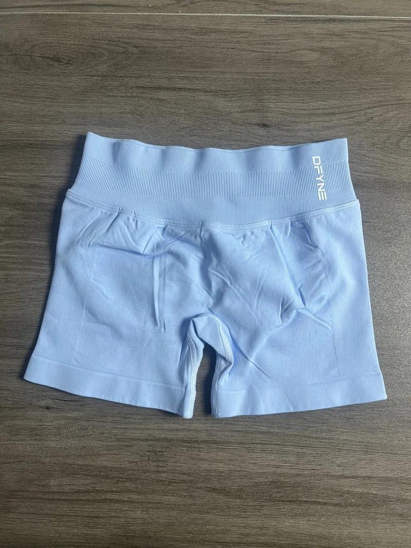 dfyne Impact Shorts with Logo Low Waist Seamless Yoga Shorts Scrunch Bum Gym Shorts Workout Biker Short Stretch Fitness Clothing