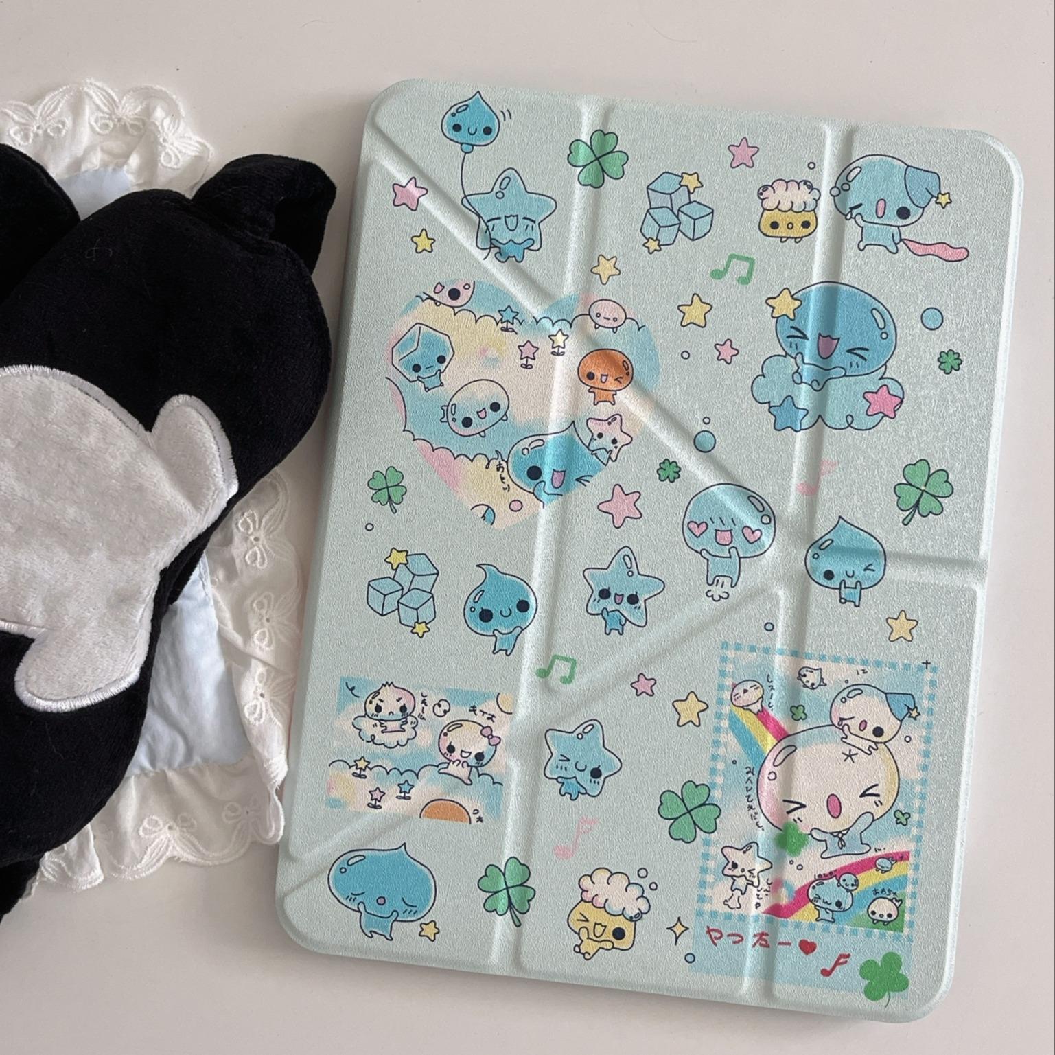 Summer Waterdrop iPad Case for 11th Gen, Lightweight and Thin Design, Pencil Slot, Drop Resistant for Mini 7/6 and Air 7/6, Tablet Casing